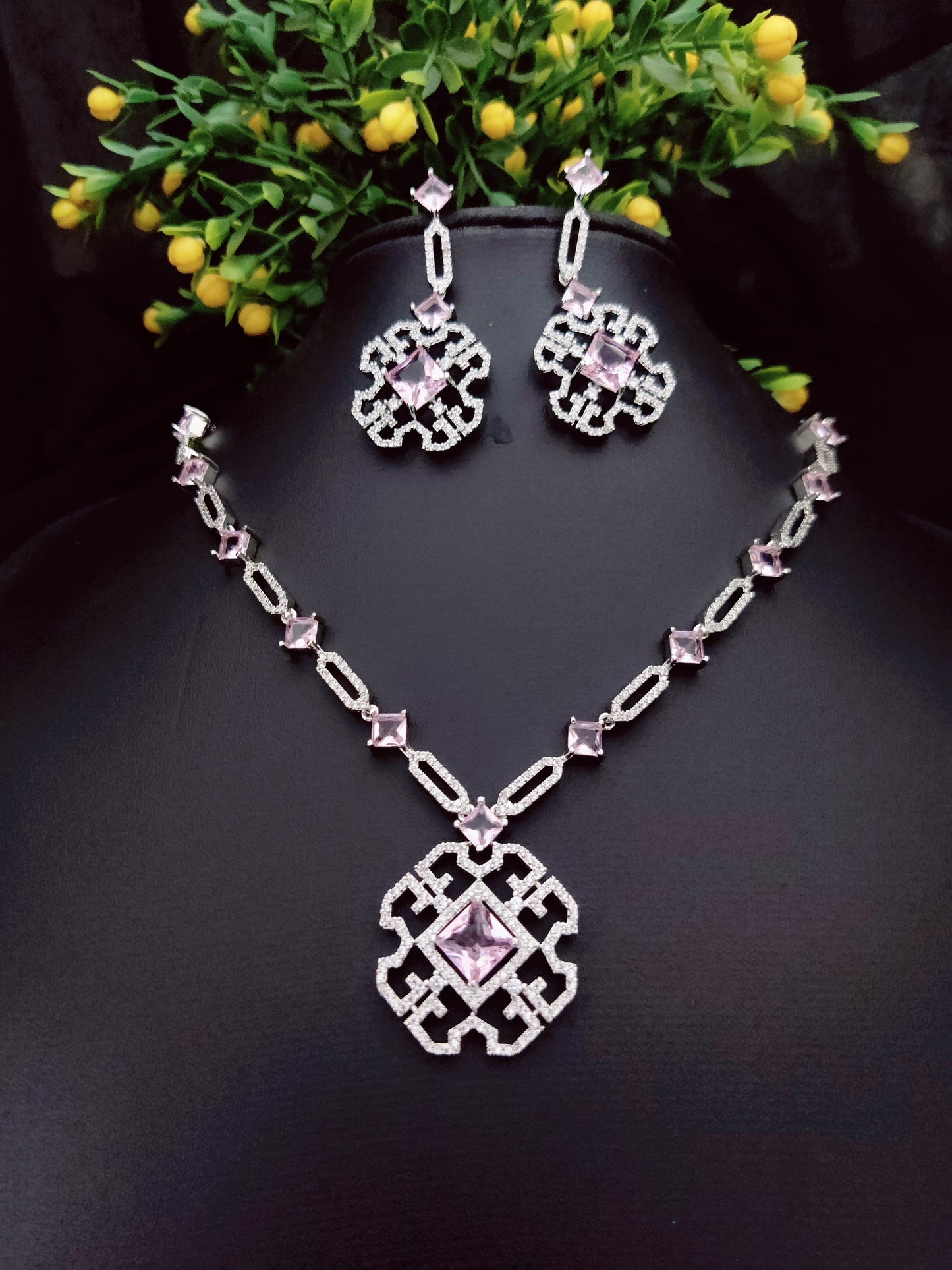 American Diamond Necklace with Earrings