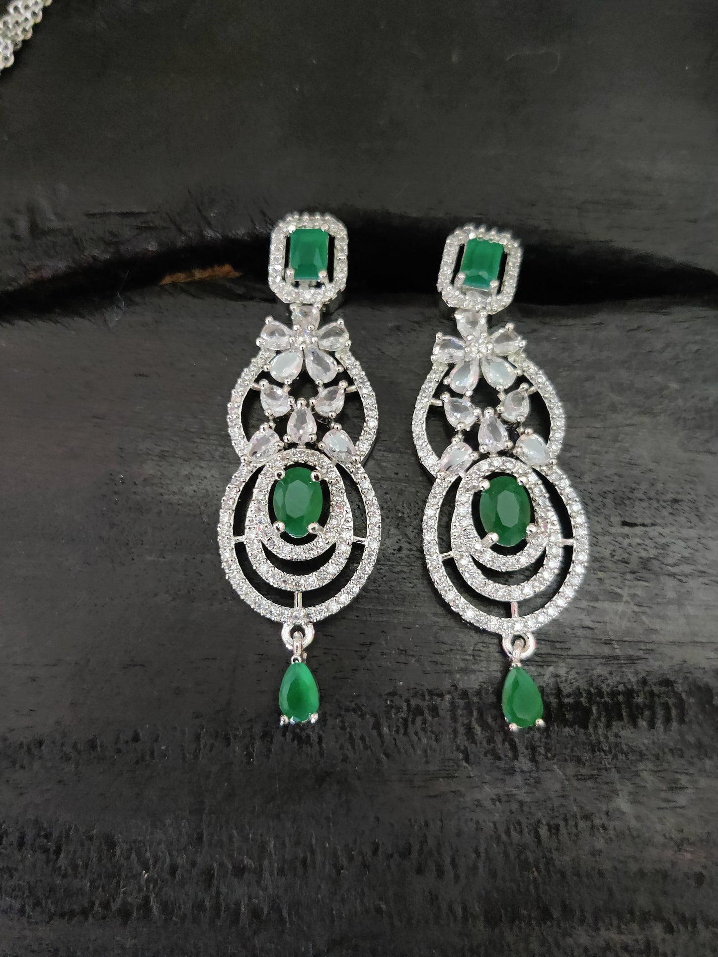 Sonamone Green Cubic Zircon Necklace Set