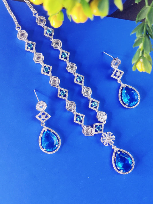 Elegant Royal Blue Teardrop Necklace Set